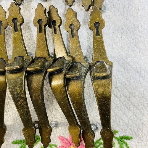 17er Set Vintage Messing Schubladengriffe Schrankgriffe Kolonialstil MCM - Bild 6 von 12