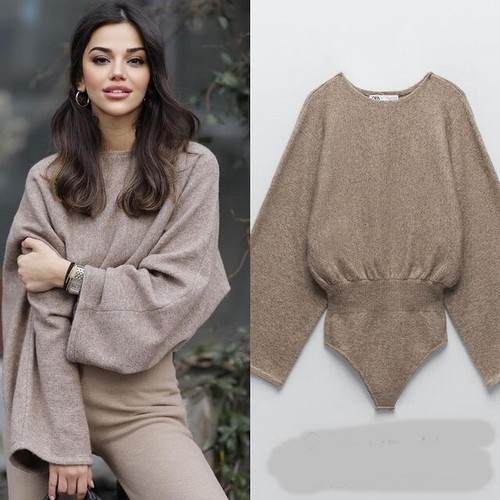 Zara nuova donna con trama a maglia body color cammello taglia M  REF.2488/144 | eBay