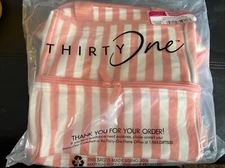 Thirty One 31 : Dual Compartment Lunch Bag : Coral Peach Stripe