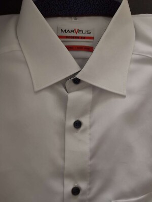  Marvelis Modern Fit Hemd weiss, Faux-uni Marvelis Modern Fit Hemd weiss, Faux-u