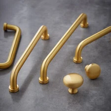 Solid Brass Cabinet Handles Round Door Knobs Kitchen Cupboard Pulls handle