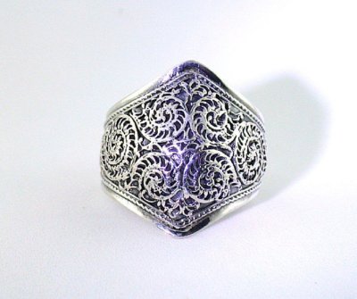 Southwest Ammonite Filigree PURE REAL .925 Sterling Silver