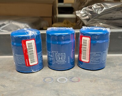 3 OEM Honda/Acura oil Filters With Drain Plug Washers 15400-PLM-A02