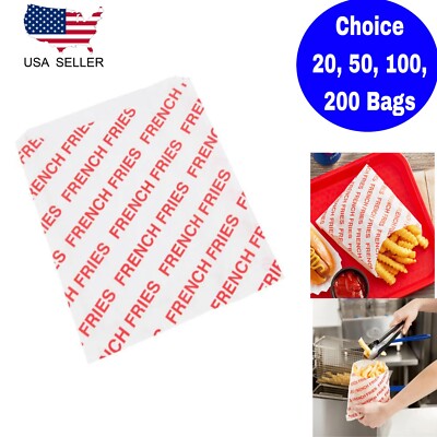 Xtra Large Printed French Fry Bag 6'' x 3/4'' x 6 1/2'' for Restaurant Party Home