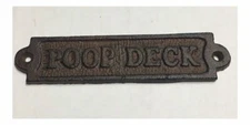 5" Poop Deck Wall Plaque Sign Cast Iron Man cave, Bar, Ship, Nautical Decor