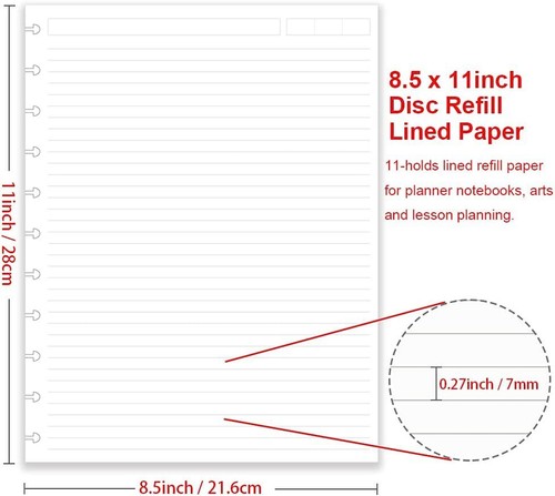 (2-Pack) 11 Disc Hole Punched Rule Paper, 100Sheets , 8.5'' x 11'' - Picture 2 of 7
