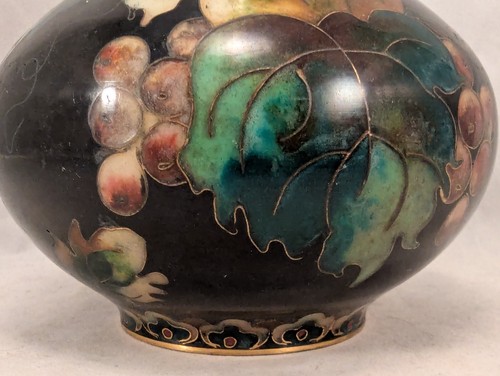 Robert Kuo China Cloison Vase Chinese Cloisonne Grapes Butterfly China - Picture 20 of 24