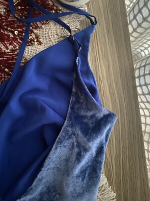 For Love And Lemons Maxi Dress Womens Sz M Cobalt Blue Velvet Full Length  Open | eBay