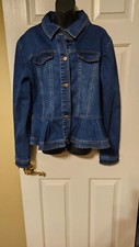 Nina Rossi Denim Peplum Jacket Sz 1xl