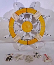 Handcrafted Nautical Decor Decorative Ship Wheel with Seashell TF