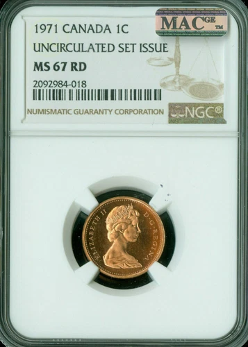 1971 CANADA CENT NGC MS67 RD PQ CAMEO 2ND FINEST GRADED MAC SPOTLESS *
