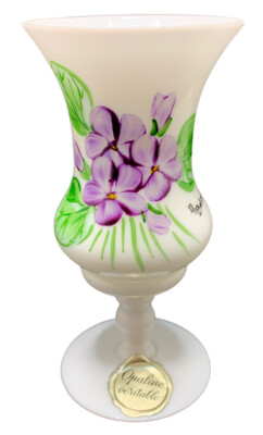 Vtg Antique French Opaline Veritable Glass White Hand Painted