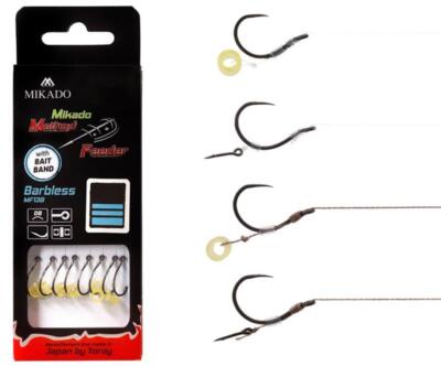 Mikado Method Feeder Rig MF13 barbless monofil/geflochten 8 komplette Vorfächer