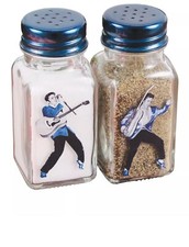 Elvis Presley Salt and Pepper Shakers Dancing, Singing with Guitar Signature NEW