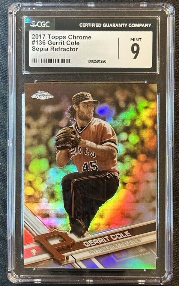 2017 Topps Chrome Gerrit Cole #136 Sepia Refractor CGC 9 Mint