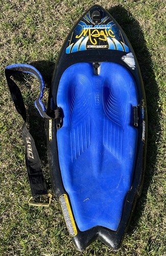 Obrien V-Nose Black Magic Kneeboard Bodyboard Surfboard Black Blue Fins Vintage