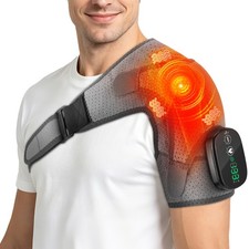 Cordless Shoulder Heating Pad, Heated Shoulder Brace with Heating and Vibration