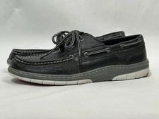 Sperry Tarpon 2-Eye Boat Shoes Black Leather W Mesh Panels & Memory Foam 12M EUC