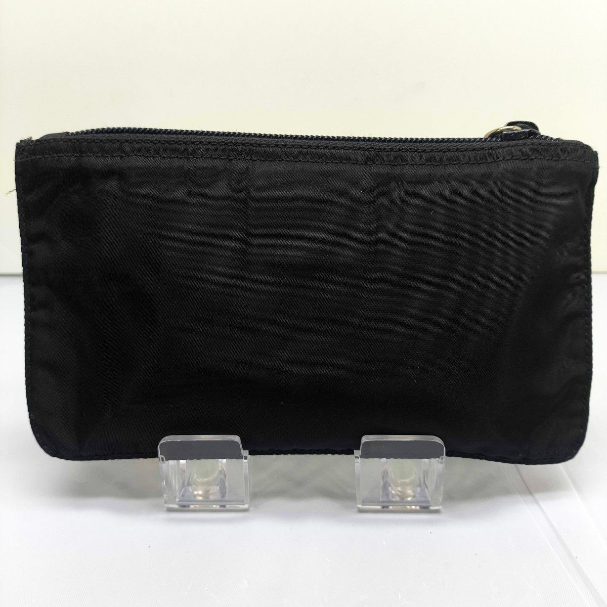 PRADA Mini Pouch Triangular Logo Clutch Black Cos… - image 3