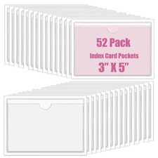 Adhesive Pockets 3x5 Inch Labels for Storage Bins Clear Plastic Card Holder