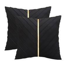 Velvet Throw Pillow Covers 18 x18 inch Pack of 2 18" x 18" Pack of 2 Black