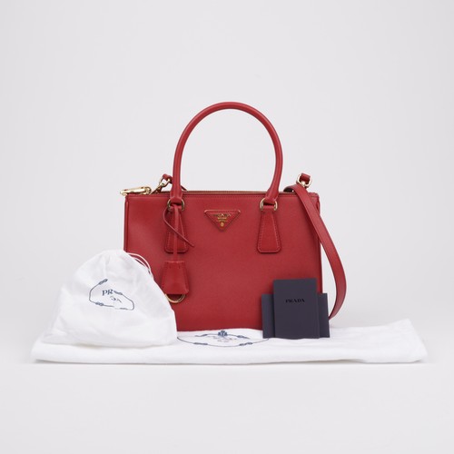 Prada Galleria Medium Saffiano Leather Tote Bag Red 157892639 [U]