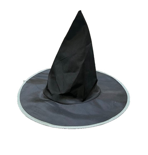 Black Witch Hat Gray Trim Halloween Costume Cosplay Prop Unisex Child