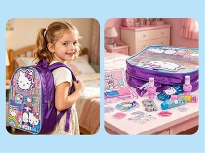 Hello Kitty and Friends- Townley Girl Beauty Makeup Set Carrying Backpack Case.