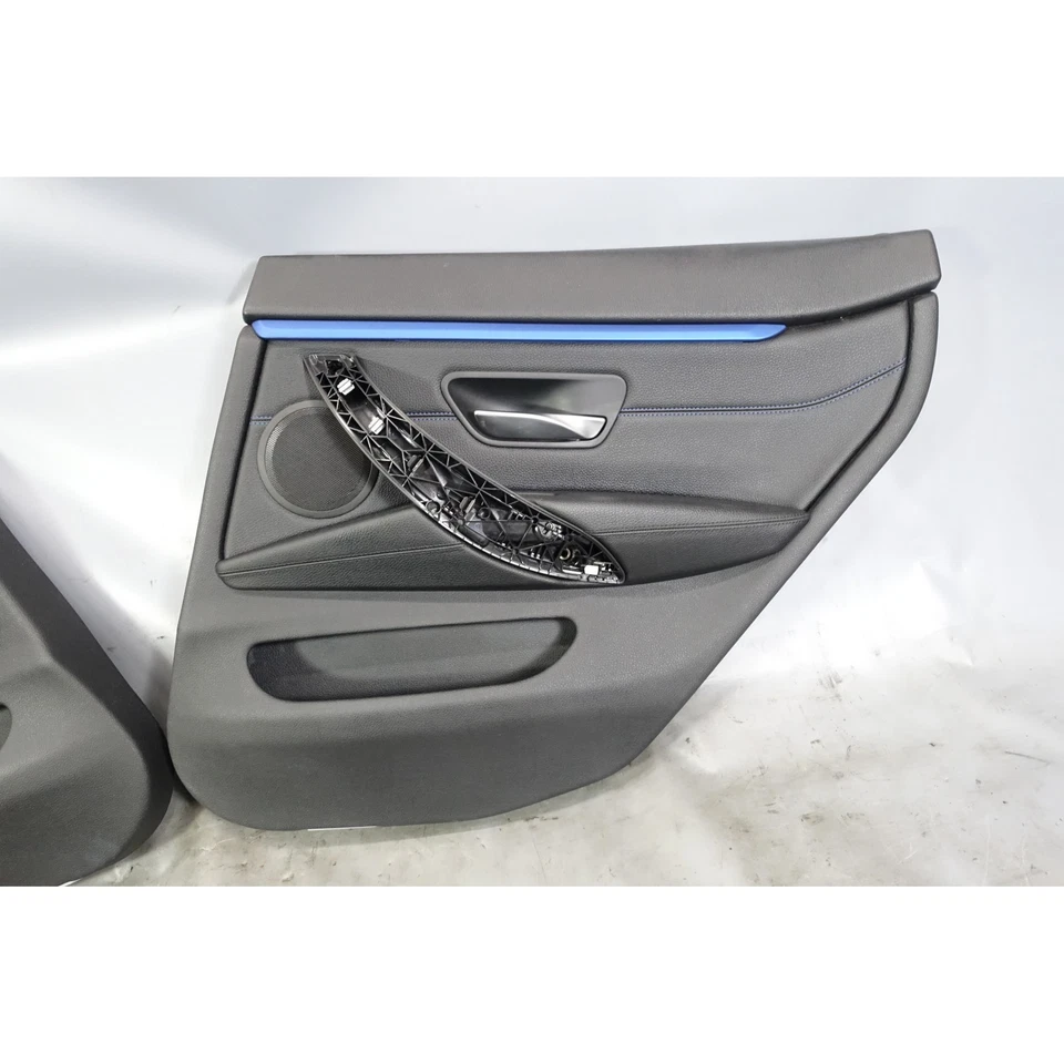 Paneles de puerta traseros interiores BMW F36 serie 4 Gran Coupé 14-20 cuero negro azul OEM Foto 4 de 4