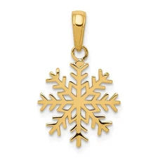 10K Yellow Gold Polished Christmas Gift Snowflake Charm Pendant L 20mm, W 14mm