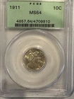 1911 Barber Dime PCGS MS64