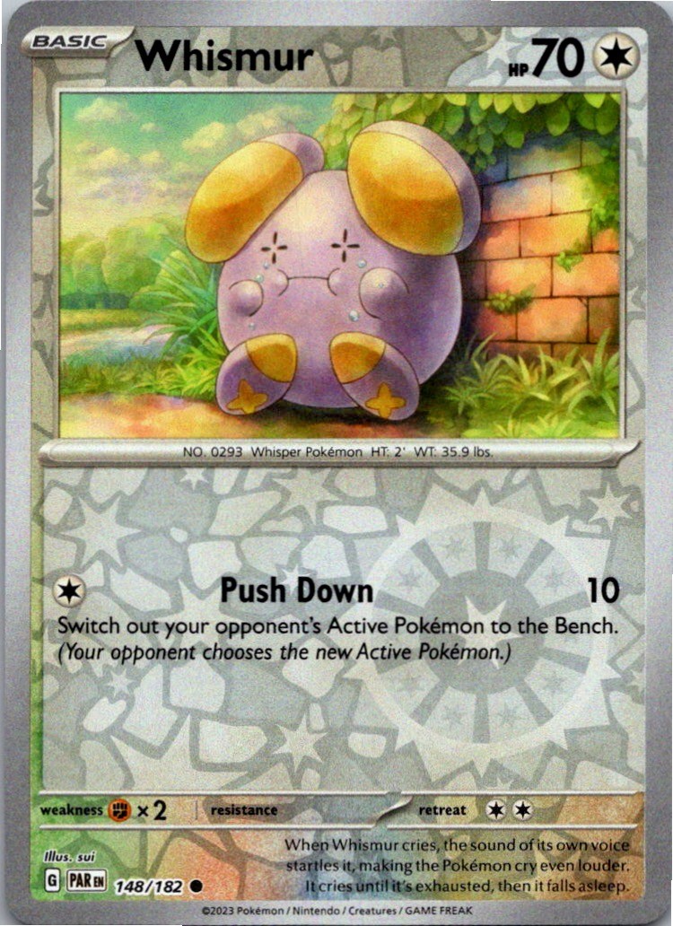 Whismur 148/182 Common Paradox Rift Pokemon Reverse Holo Near Mint