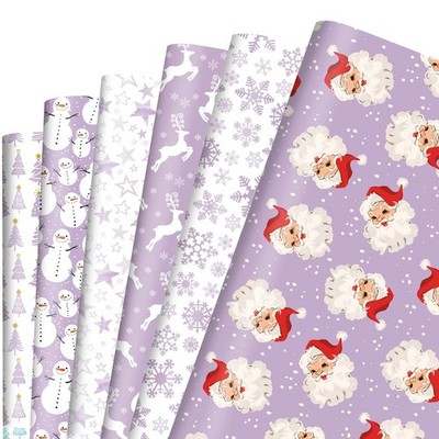 Vnaaem Purple Christmas Wrapping Paper 6 Count (Pack of 1), 