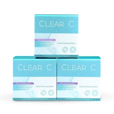 Clear C Eyelid Wipes Pre-Moistened for Dry Eyes – Rinse Free Eye Lid Cleaning – 