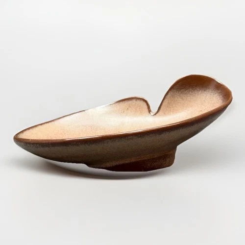 Vintage Frankoma 466 Pottery Ashtray Brown Glaze USA