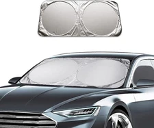 Ziciner Car Windshield Sun Shade with Storage Large 63×33.8in, Silver 