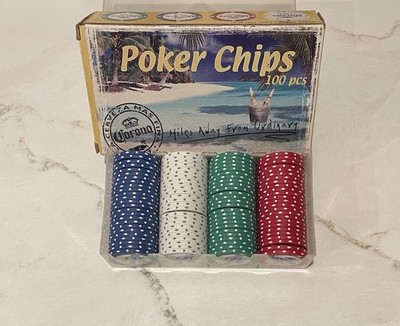 Corona Extra Beer Poker Chips 100pc 11.5g Pro Quality White Red Blue Green Set