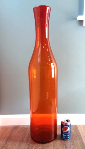 BLENKO HUGE 32" Art Glass Tangerine # 5516 Architectural Floor Vase HUSTED MCM