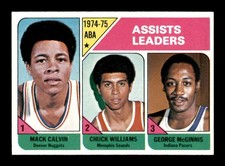 1975 Topps #226 Mack Calvin/Chuck Williams/George McGinnis League Leaders NM/NM+