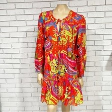 Farm Rio Magic Forest Cotton Dress Boho Cottagecore Tropicalcore Resort Large
