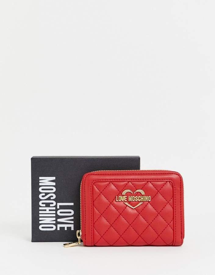 LOVE MOSCHINO Quilted Leather Red Wallet