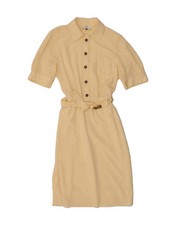 VINTAGE Womens Shirt Dress EU 38 Medium Yellow Polka Dot AD07