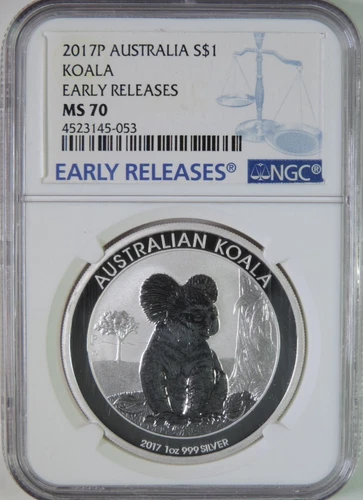 2017 P Australia Koala 1oz .999 Silver $1 Coin Early Releases NGC MS70