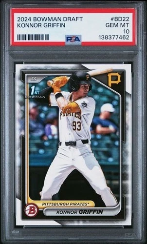 KONNOR GRIFFIN - 2024 BOWMAN DRAFT #BD22 PIRATES 1ST RC PROSPECT PSA 10 GEM MINT