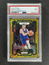 5/10 JSY# 1/1 ! 2023-24 Panini Prizm Nikola Jokic #17 Gold Shimmer PSA 9 MINT
