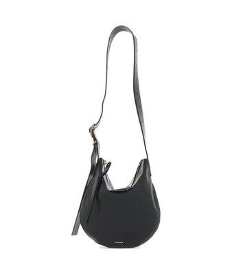 Jil Sander Black Moon Leather Shoulder Bag Gold Hardware Buckle Accents Dus 