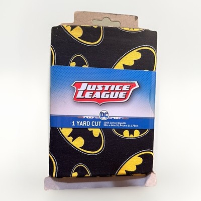 Batman Logo Justice League 1 Yard 36 x 44in Cotton Fabric Superhero Black Yellow