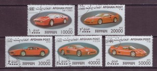 Afghanistan Set of 5 Cars of Ferrari CTO MNH 1999