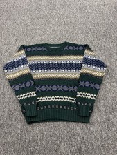 American Portrait Sweater Men Medium Nordic Christmas Pullover Vtg Made In USA