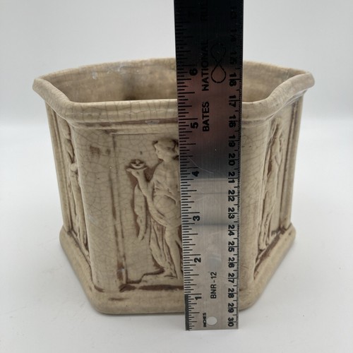 WELLER CLINTON IVORY ART NOUVEAU GODDESS MAIDENS HEXAGON JARDINIERE PLANTER - Picture 8 of 10